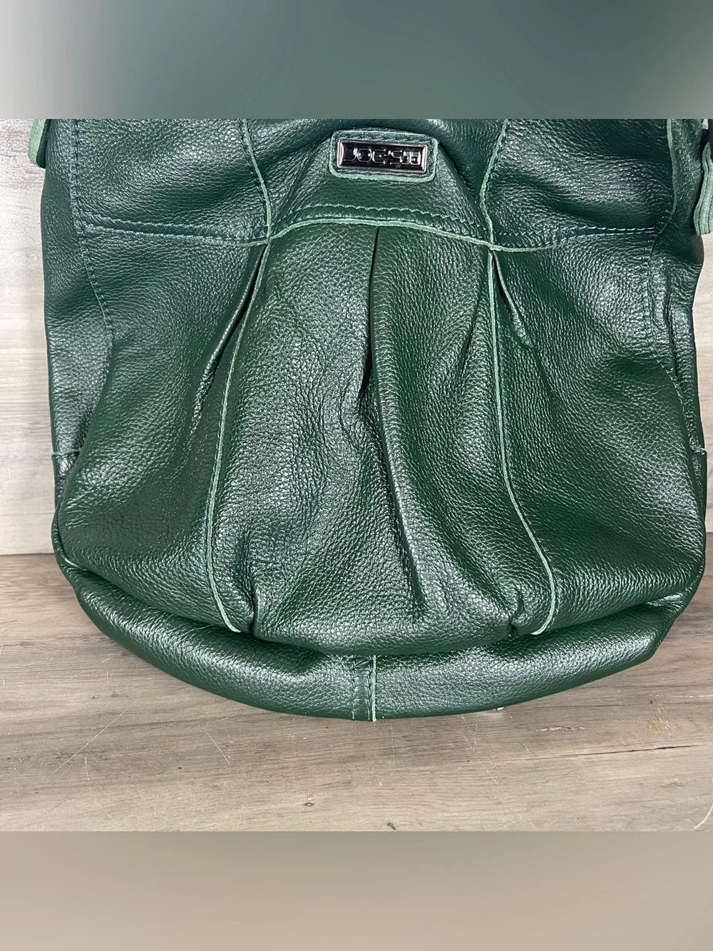 Joes Jeans Green Leather Pleated Hobo Bag Shoulder Purse Classic Western 90s Y2K